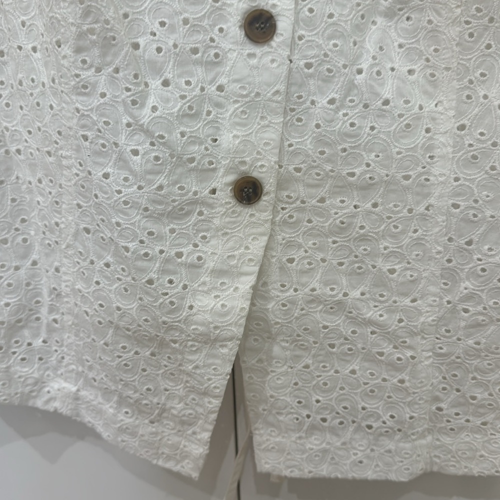 Rebecca Taylor Women's Lea Eyelet Short Sleeve Blouse Size 6 - Picture 6 of 10